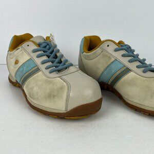 Terra Safety Work Shoes Size 6.5 EU 37.5 Beige Blue Steel Toe Lace Up